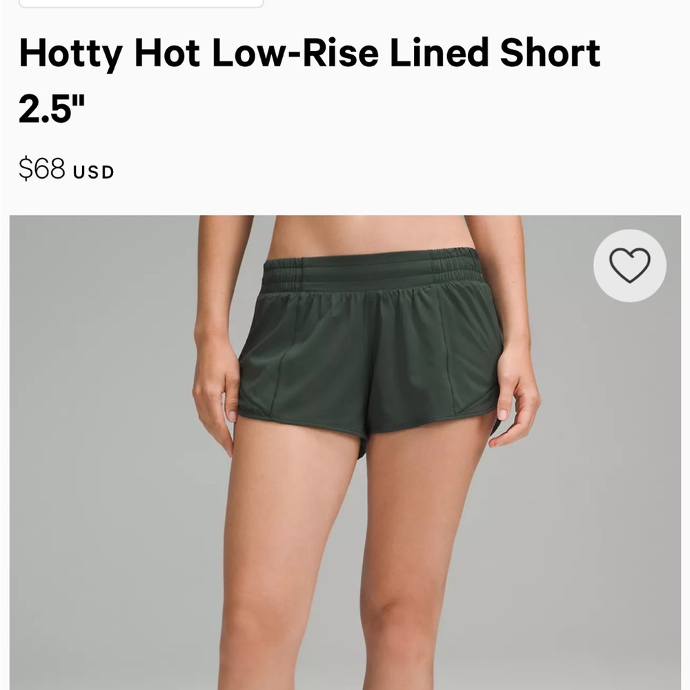 LuluLemon hottie hot short 2.5